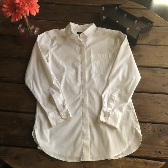 ~Ann Taylor~ white button down blouse Petite small - Picture 3 of 5